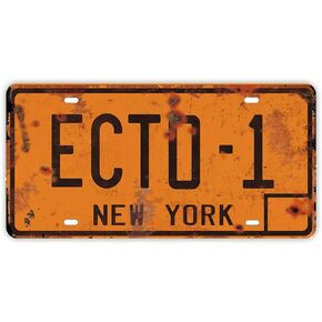 ECTO 1 License Plate Memorabilia, Embossed Replica, Movie Prop Metal Stamped Vanity Number Tag, 12x6 inch (ECTO-1)