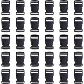BEADNOVA Plastic Buckle Strap Clip Quick Side Release Buckles 1 Inch Flat for Nylon Strap Backpack (Black, 1 Inch, 20 Piece)