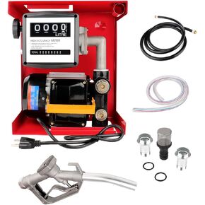 110V AC 550W Self Priming Electric Transfer Pump for Kerosene Diesel Pump FAHKNS, W/Meter 13ft Fuel Dispensing Hose and 6.56ft Suction Hose