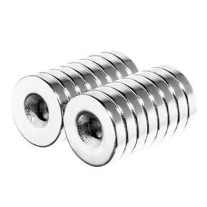 Round Disc Magnets 5/8x1/8 Countersunk Washers - Magnetic Fastener Holder Organizer Tool Universal Ring Magnet Multipurpose (16 Pack)