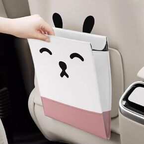 OLizee® Universal Magnetic Car Trash Can Waterproof Leather Car Garbage Can with A Roll of Rubbish Bags Hanging Car Trash Bags Car Back Seat Organizer for Tesla Model 3 and Y Panda