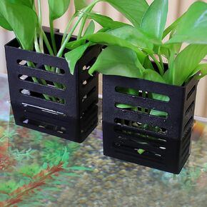 Upgraded Hanging Aquarium Plant Holder,2 Pcs Plastic Aquatic Plant Holders with Hooks and Suction Cups for Fish Tank Plant Decoration