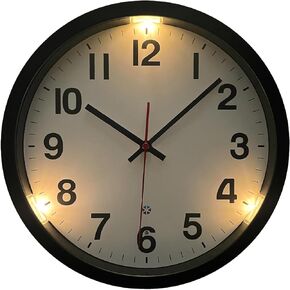 eYotto Lighted Up Wall Clocks for Bedroom, 12 Inch Silent Glow in The Dark Wall Clock Battery Operated Night Light Large Display Clock for Living Room Kitchen Gift