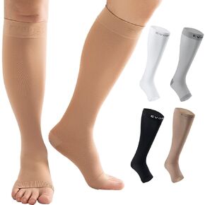 Black Open Toe Compression Socks 20-30mmHg Toeless Compression Socks for Reduce Swelling and Alleviates Varicose Veins