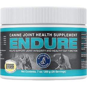 Annamaet Endure – Hip & Joint Powder Supplement for Dogs – with Glucosamine, Chondroitin and Green Lipped Mussel for Joint Support and Psyllium for Gut Health - 200 g