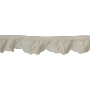 Ruffled Eyelet Lace Ivory Ribbon Fabric Trim Edge for Sewing Bridal, Baby Clothes, Blankets, Pillows DIY Decorations (1 Inch x 25 Continuous Yards)