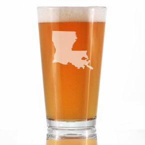 Louisiana State Outline Pint Glass for Beer - State Themed Drinking Decor and Gifts for Louisianian Women & Men - 16 Oz Glasses