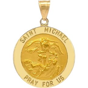 RP 14k Solid Gold Saint Michael Medal Pendant; Fine religious jewelry gifts for Men & Women
