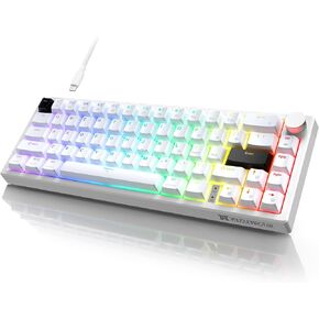 X83 Wired Gaming Keyboard with Volume Knob,60 Percent Mechanical Keyboard Gasket Mount RGB Backlit with Software,Mini Keyboards with 66 Keys Hot Swappable Red Switch,Translucent Black