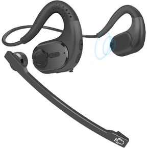 iDIGMALL Bluetooth 5.3 Headset w/Magnetic Detachable Microphone, Light Open Ear Wireless Headphone w/DSP Noise Canceling Mic for Phone PC Laptop, Comfort for Office Meeting Home Work, 12H Playtime