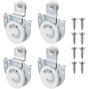 4 Piece Sliding Wardrobe Door Hardware Set Includes 4 Knob Adjustable Door Hooks and 8 Screws to Allow Wardrobe Cabinet Doors to Slide Smoothly and Quietly