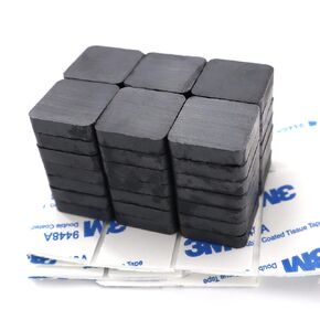 42 Pieces Adhesive Magnets, Ferrite Magnetic Squares, Strong Magnets with Adhesive Backing Ceramic Magnets Ideal for DIY, Craft, whiteboard - 0.8"x0.12"