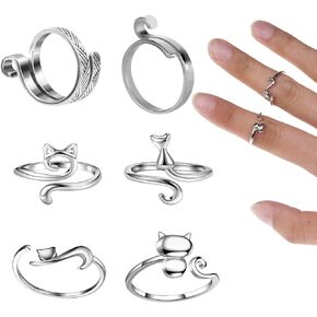 Crochet Ring,Adjustable Yarn Crochet Ring for Finger Crochet Tension Rings for Crocheting Metal Open Yarn Guide Crochet Finger Yarn Holder 6pcs Knitting Crochet Loop Ring for Finger