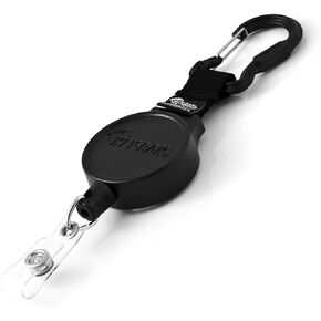 KEY-BAK MID6 Retractable Carabiner I.D. Badge Holder with 36" Retractable Cord, 6 oz. Retraction, Steel Carabiner, Black, Model Number: 0006-015