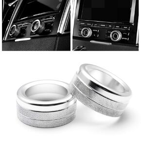 Xotic Tech Aluminum Center Multimedia AC Climate Control Radio Volume Knob Switch Ring Cover Compatible with Porsche Macan 2014-up, Cayenne 2011-2018, Panamera 2010-2016, 911 2012-2019 (Silver) - 2PCS