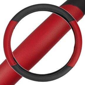 BDK Sporty Two Tone Ergonomic Grip Steering Wheel Cover - Carbon Fiber Grip for Standard Size Wheels 14.5-15 inch Beige/Black