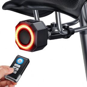 WSDCAM Remote Bike Tail Light with Alarm, Smart Bike Brake Light, Auto ON/Off, Long Battery Life Rechargeable Bike Back Light, 110dB Loud Antitheft Alarm, Waterproof Rear Bike Light Bicycle Tail Light
