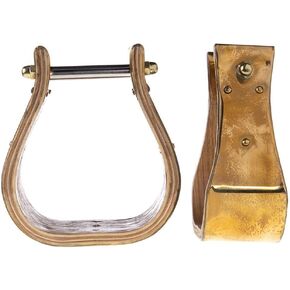 HILASON 3in Brass Bound Wood Bell Stirrups 3IN