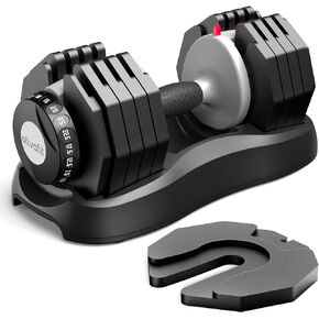 ATIVAFIT Adjustable Dumbbell Set, 55LB Dumbbell Weights Set, 10 in 1 Free Weights Fast Adjusted by One Hand, Dumbbells with Safety Lock, Anti-Slip Handle and Tray for Home Gym Workout Fitness Strength Training