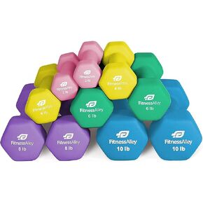 Neoprene Workout Dumbbells - Non Slip, Anti Roll Exercise & Fitness Dumbbells Combo - Hex Shaped Hand weights for Men & Women - Ideal for Home and Gyms training
