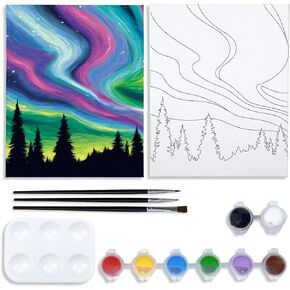 Nuberlic Pre Drawn Canvas Paint Kiting for Adult Sip and Paint Party Favor DIY Date Night Activity Supplies, 12X16 Canvas to Paint Birthday Gift Star Night