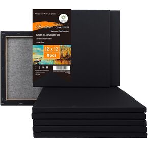 CONDA Black Stretched Canvas 11x14 inch 8 Pack Canvases for Painting, 100% Cotton, 8 oz Gesso-Primed, 5/8 Inch Profile Artist Canvas Value Bulk Pack for Acrylics, Oils Painting