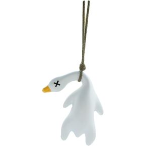 Cute Swing Duck Car Interior Accessories Decor, Swinging Rear View Mirror Hanging Ornament for Women Men Gift (White)