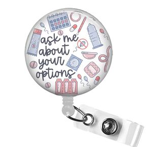 Reproductive Health Badge Reel, OB GYN Badge ID Holder, Birth Control Icons Badge Reel, Ask Me About Your Options Gynecology Badge Reel, Nurse Educator, Midwife Badge, Gynecologist Badge Clip