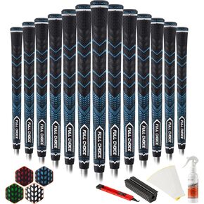 Rubber Golf Grips 13 Pack, High Feedback, Non-Slip, Advanced Texture Control, Choose between 13 Grips Set or 13 Grips with Regripping Kits, Standard/Mid/Jumbo Sizes, 4 Colors Available, RG01 Golf Club Grips