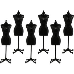 Doll Dress Form 6pcs Doll Clothes Forms Black Doll Dress Mannequin Mannequin Model Stand Adjustable Tripod Stand for Dress Jewelry Display Doll Supply