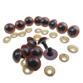 100PCS Brown Plastic Safety Screw Eyes Craft Eyes with Plastic Washer for Bear Animal Puppet Doll Plush Crafts Making Accessories (10mm)