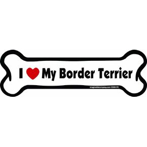 مغناطيس سيارة على شكل عظمة، I Love My Border Terrier، 2 بوصة × 7 بوصة