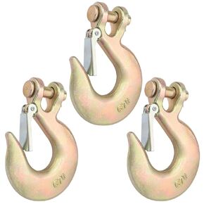 3 Pack 1/2 inch Forged Steel Clevis Slip Hook with Safety Latch, Heavy Duty G70 Clevis Grab Hook for Towing and Winch, 4t Capacity, 1.4 Inch Opening