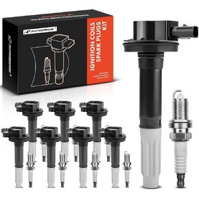 A-Premium Ignition Coils and Spark Plugs Kits Compatible with Ford F-150 2016-2017, Mustang 2016-2017, 5.0L