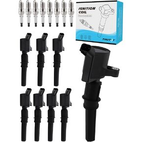 DG508 Ignition Coil Pack SP493 Spark Plug 8PCS 4.2L 4.6L 5.4L 6.0L 6.8L 7.3L For 1997-2019 Ford E150 F250 E350 F450 E550 Econoline Excursion Explorer Mustang,Lincoln Navigator,Mercury Marquis