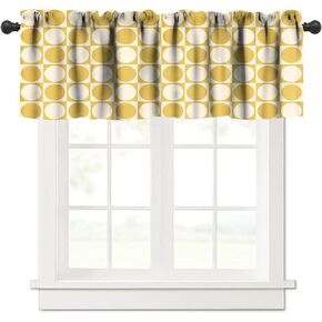 Abstract Geometric Window Valance,Mid Century Fifties Modern Retro Colors Pattern, Curtain Valance for Kitchen Bedroom Decor with Rod Pocket W54xL18in