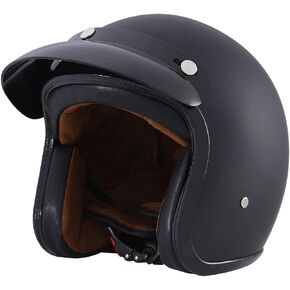 Harssidanzar Retro Motorcycle Helmet 3/4 Open Face Helmet Vintage Style for Men Women, DOT Approved CU601