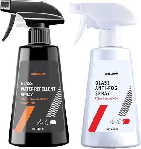 رذاذ مضاد للضباب وبخاخ طارد للماء مزيل ضباب السيارة مضاد للماء لزجاج السيارات والزجاج الأمامي للحماية من الضباب والمطر والثلج - عبوة من قطعتين in Kuwait