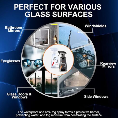 رذاذ مضاد للضباب وبخاخ طارد للماء مزيل ضباب السيارة مضاد للماء لزجاج السيارات والزجاج الأمامي للحماية من الضباب والمطر والثلج - عبوة من قطعتين in Kuwait