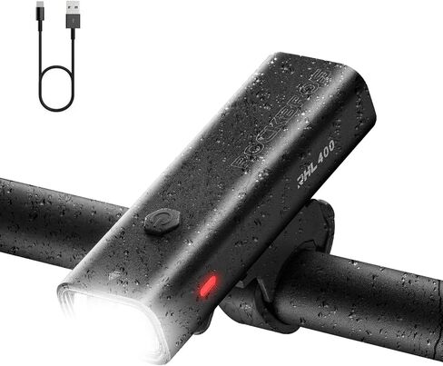 مصابيح دراجة ROCKBROS 400 لومن مصباح أمامي للدراجة، مصباح دراجة قابل لإعادة الشحن USB من النوع C، أضواء دراجة LED للركوب الليلي، IPX6 مصباح رأس دراجة مقاوم للماء in Saudi Arabia