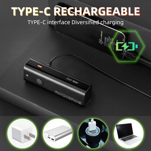 مصابيح دراجة ROCKBROS 400 لومن مصباح أمامي للدراجة، مصباح دراجة قابل لإعادة الشحن USB من النوع C، أضواء دراجة LED للركوب الليلي، IPX6 مصباح رأس دراجة مقاوم للماء in Saudi Arabia