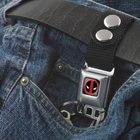 Buckle-Down Marvel Universe Keychain-Deadpool Logo Full Color Black/r in Saudi Arabia