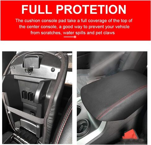 غطاء مسند ذراع وحدة التحكم لسيارة Ford Explorer 2011-2019 وسادة وحدة التحكم المركزية لـ 2019 2017 2017 2016-2011 Explorer واقي ذراع مسند ذراع جلدي مضاد للخدش (أسود مع غرز سوداء) in Kuwait