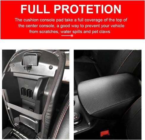 غطاء مسند ذراع وحدة التحكم لسيارة Ford Explorer 2011-2019 وسادة وحدة التحكم المركزية لـ 2019 2017 2017 2016-2011 Explorer واقي ذراع مسند ذراع جلدي مضاد للخدش (أسود مع غرز سوداء) in Kuwait