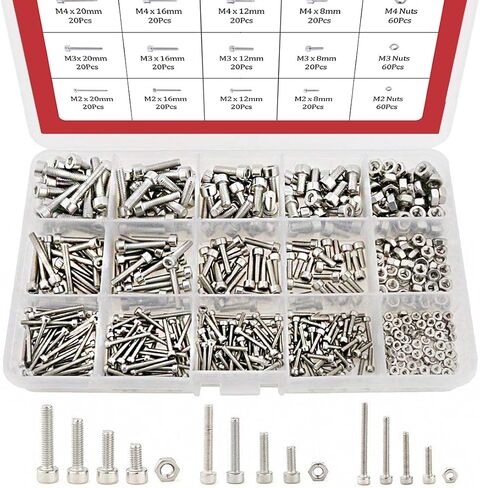 هيليتشي 420 قطعة M2 3 4 304 مقبس سداسي من الفولاذ المقاوم للصدأ غطاء رأس براغي صواميل مجموعة متنوعة مع صندوق (304 فولاذ مقاوم للصدأ) in Saudi Arabia