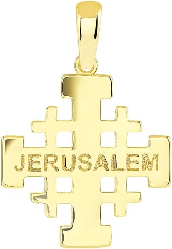 Solid 14k Yellow Gold Crusaders Jerusalem Cross Pendant in Saudi Arabia