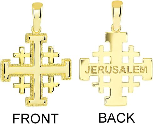 Solid 14k Yellow Gold Crusaders Jerusalem Cross Pendant in Saudi Arabia