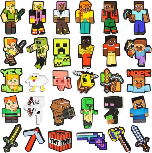 زينة إكسسوارات أحذية اللعبة - سحر حذاء Pixel Game for Clog، ملحق سحر حذاء كرتوني للأحذية وسوار المعصم، هدايا الحفلات الساحرة للفتيات والأطفال والأولاد والرجال in Kuwait