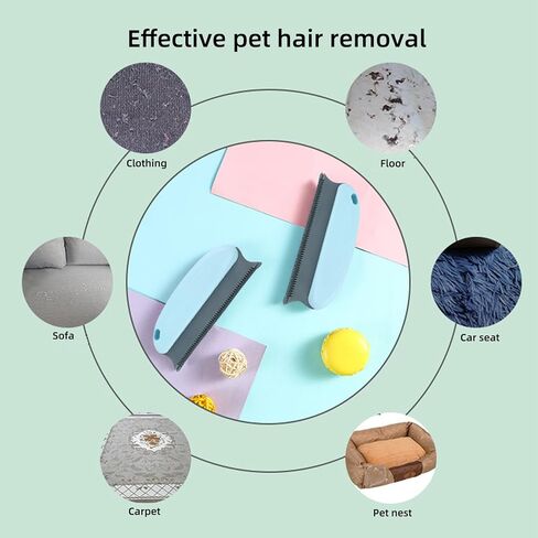 2 Pcs Pet hair remover brush| Cat,Dog hair Cleaning Remover Brush| pet hair removal tool for couch, carpet, furniture, Bedding, car| Pet hair rake carpet in Kuwait