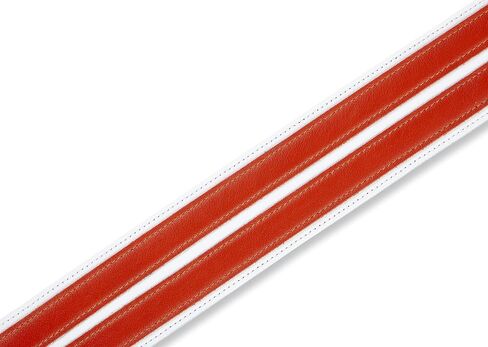 Levy's Leathers 2.5" Garment Leather Guitar Strap Double Racing Stripe Design; Black and Orange (MG317DRS-ORG_BLK) in Saudi Arabia